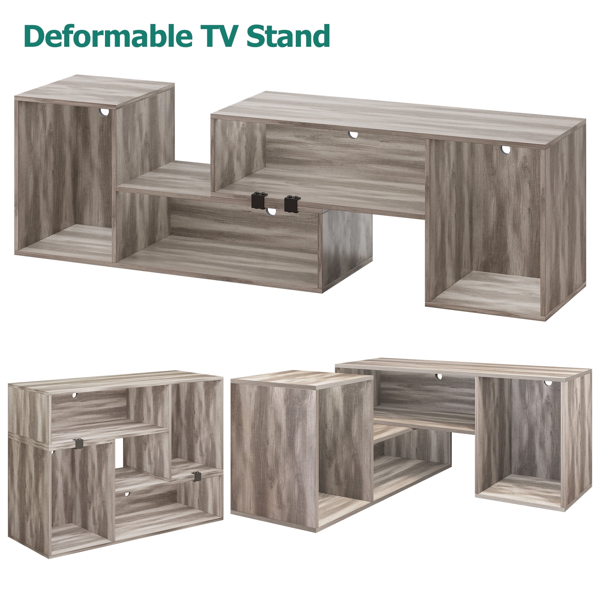 Uforic Oak TV Cabinet, 141×40×48cm, 110V US Plug, 16 Modes, Remote & Bluetooth Control, 15mm Particleboard