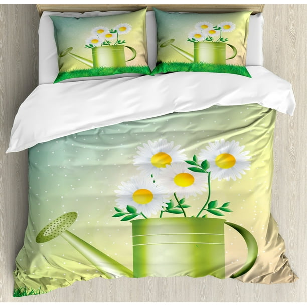 Spring Duvet Cover Set King Size Watering Can Used As Flowerpot