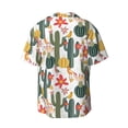 thumbnail image 6 of Lsque Summer Cactus With Blooming print Men's Cuban Collar Short Sleeve Shirt Summer Beachwear Casual Button Down Fashionable Vacation Leisure Shirt-4X-Large, 6 of 7