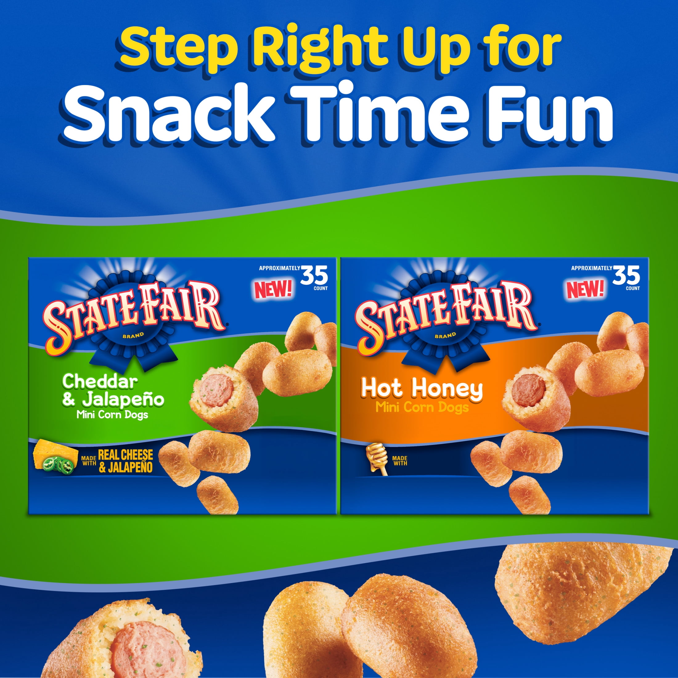 State Fair Jalapeno & Cheddar Mini Corn Dogs, 23.76 oz, 35 Count (Frozen)