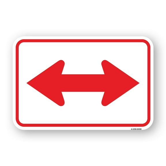 SignMission A-1218-24310 12 x 18 in. Aluminum Sign - Bidirectional Arrow, Red & White