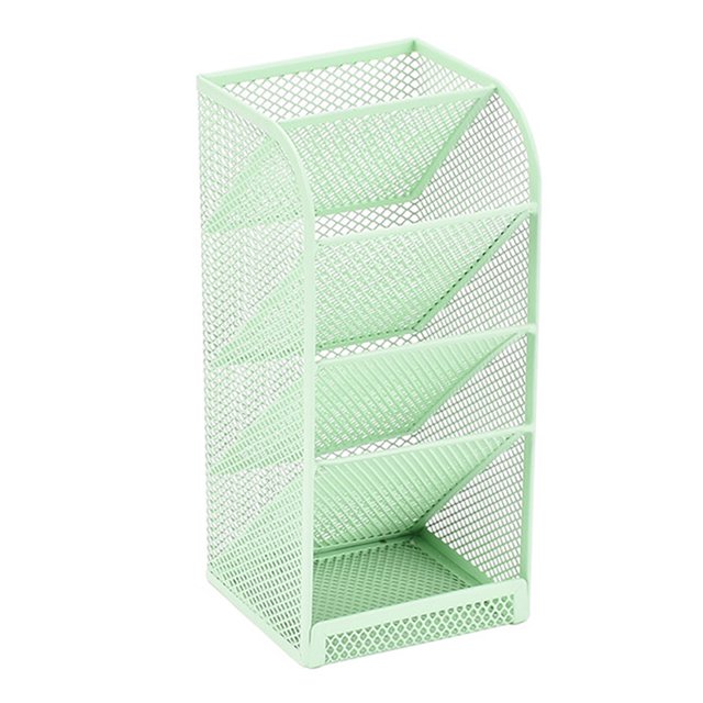 Organizador de escritorio para bolígrafos, organizador de pinceles de maquillaje, portalápices con 5 compartimentos, 20,5 x 9,5 x 9,5 cm, color verde