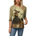 thumbnail image 5 of Godom Women's Halloween Shirts Graphic T Shirts 3/4 Sleeve Pullover Tops Fall Clothes 2025, 5 of 7