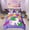 Purple D, variant on Manfei Magical Unicorn Bedding Full Size, Initial Letter Z Bed Set, Cartoon Rainbow Reversible Bed in a Bag Full size, Microfiber Room Decorative, 7pcs