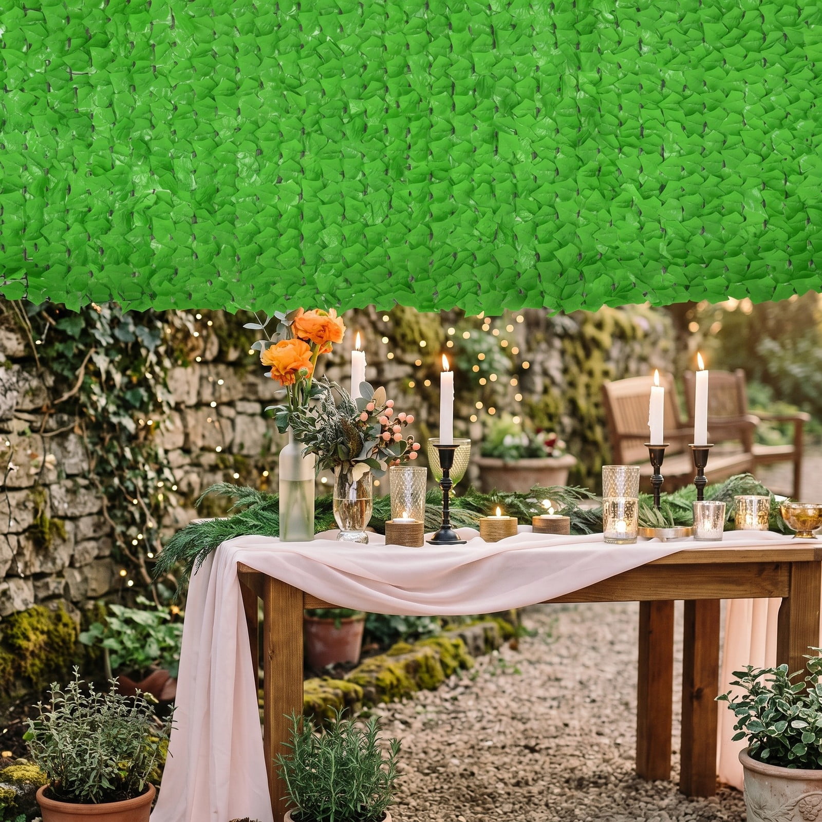 ALPULON 118 x 39 Inch Artificial Ivy Privacy Fence Faux Hedge Greenery Panel for Garden Backyard Balcony Wall Outdoor Screen Decor, Light Green