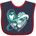 thumbnail image 3 of Inktastic Cervical Cancer Awareness Teal and White Ribbon Around Heart Boys or Girls Baby Bib, 3 of 4
