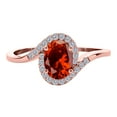 thumbnail image 3 of Mauli Jewels Engagement Rings for Women 1.00 Carat Halo Diamond & Oval Shape Garnet Gemstone Ring Prong-Setting 14K Solid Rose Gold, 3 of 4