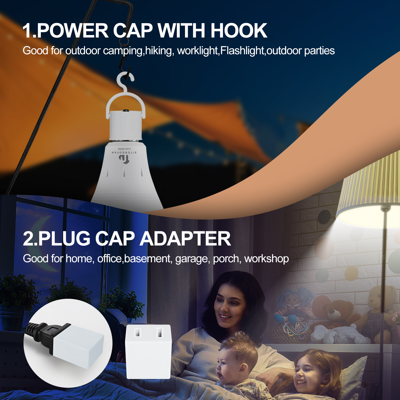 3 Pack Rechargeable Emergency Light Bulb, A19 9W Cold White 6000K Self-Charging LED Light Bulb, Up to 24 Hours Battery Backup Light Bulbs for Daily Home Emergency