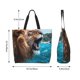 thumbnail image 5 of Balery Ice Blue Coastal Lion Bolsa Tote Estilo Estético con Cremalleras, Bolsa de Hombro, Bolsa de Compras Grande y Plegable, 5 of 8
