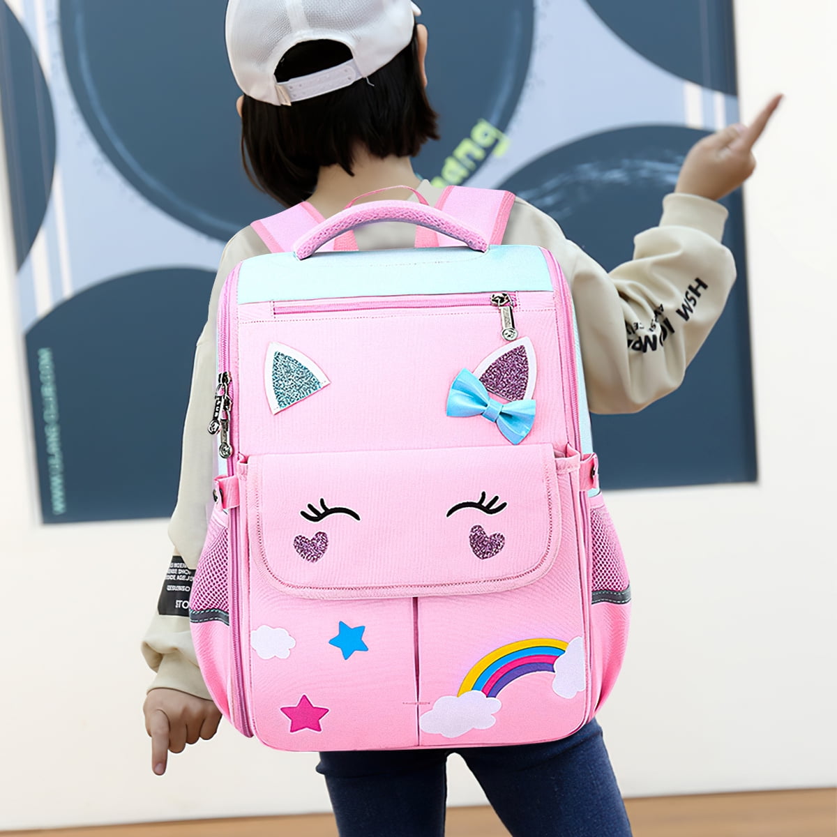 Kadyn 14.57" Girls Backpack, Elementary Bookbag with Lunch Bag and Pencil Bag, Unicorn Kids Backpack for Children, Pink Kadyn 14.57" Girls Backpack, Elementary Bookbag with Lunch Bag and Pencil Bag, Unicorn Kids Backpack for Children, Pink