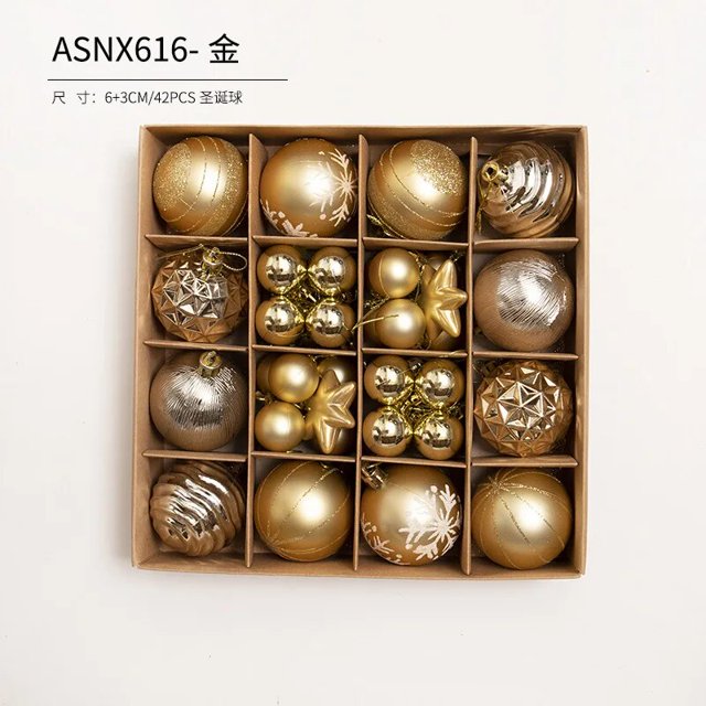 Decoración de bolas de Navidad, accesorios colgantes de árbol de Navidad, caja de regalo de 42 piezas, ventana de tienda, Hotel, familia, regalos colgantes para interiores, 2023