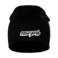 thumbnail image 2 of I&W Classic USA Cities Winter Knit Cuffless Beanie Hat 3D Raised Layer Letters, New York Black, White Black, 2 of 2