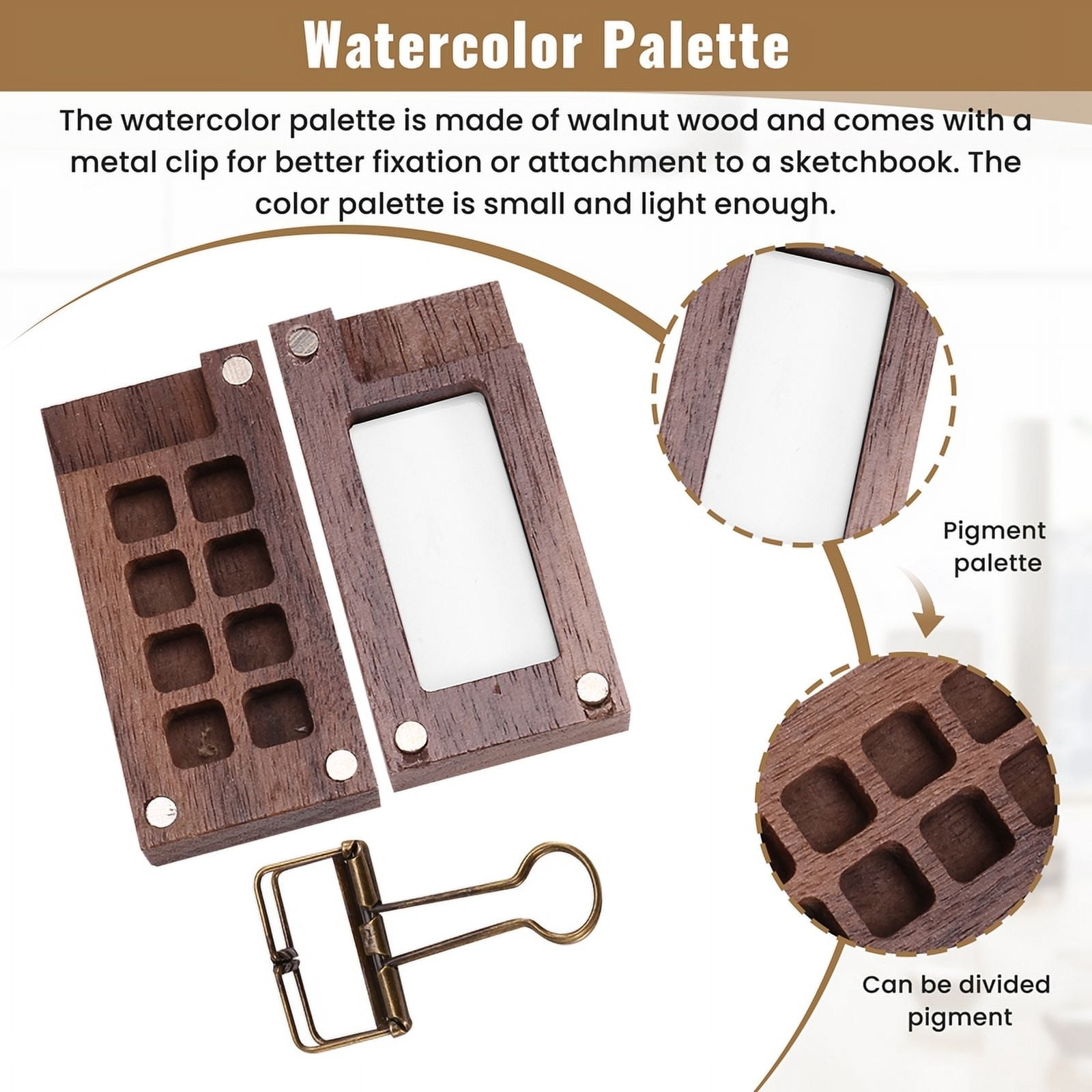 2Pcs Pocketartist Watercolor Travel Set Paint Palette Travel Kit Watercolor Walnut Palette Travel Watercolor Palette