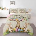 thumbnail image 1 of Erosebridal Happy Easter Bedding Twin Comforter Set for Boys Girls, Rabbit Colorful Eggs Down Comforter, Reversible 2 Pieces, 1 of 8