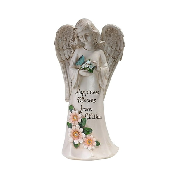 Figuritas solares Exquisitos adornos de hadas de flores Artesanía de resina (Ángel)