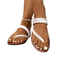 thumbnail image 3 of HTHLVMD Beach Sandals, Barefoot Sandals Women, Summer Minimalist White Sandals, Women's Strappy Sandals Open Toe Thong Flat Sandals Dressy Casual Slip On Beach Vacation Slides, White 7, 3 of 9