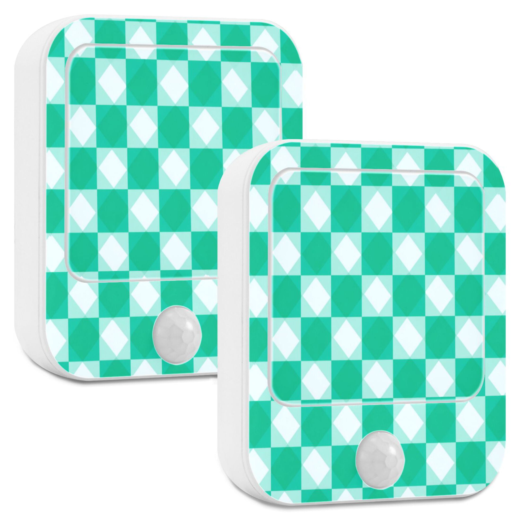 2 Pack LED Sensor Night Light Motion 3 Modes for Stairway Bedroom Living Room Emerald Green Squares