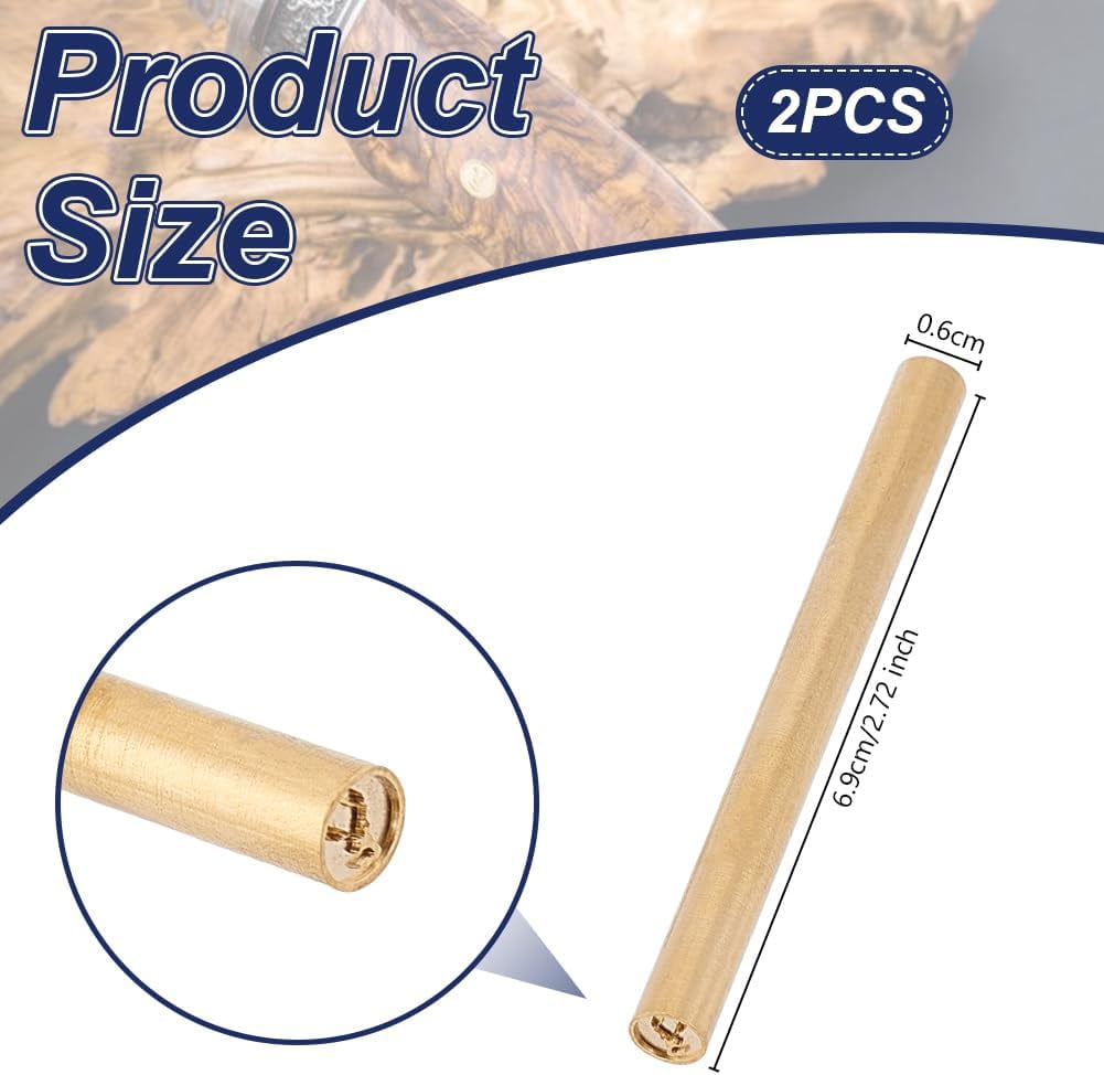 2Pcs Golden Mosaic Pins 6mm Diameter Decorative Knife Handle Pins
