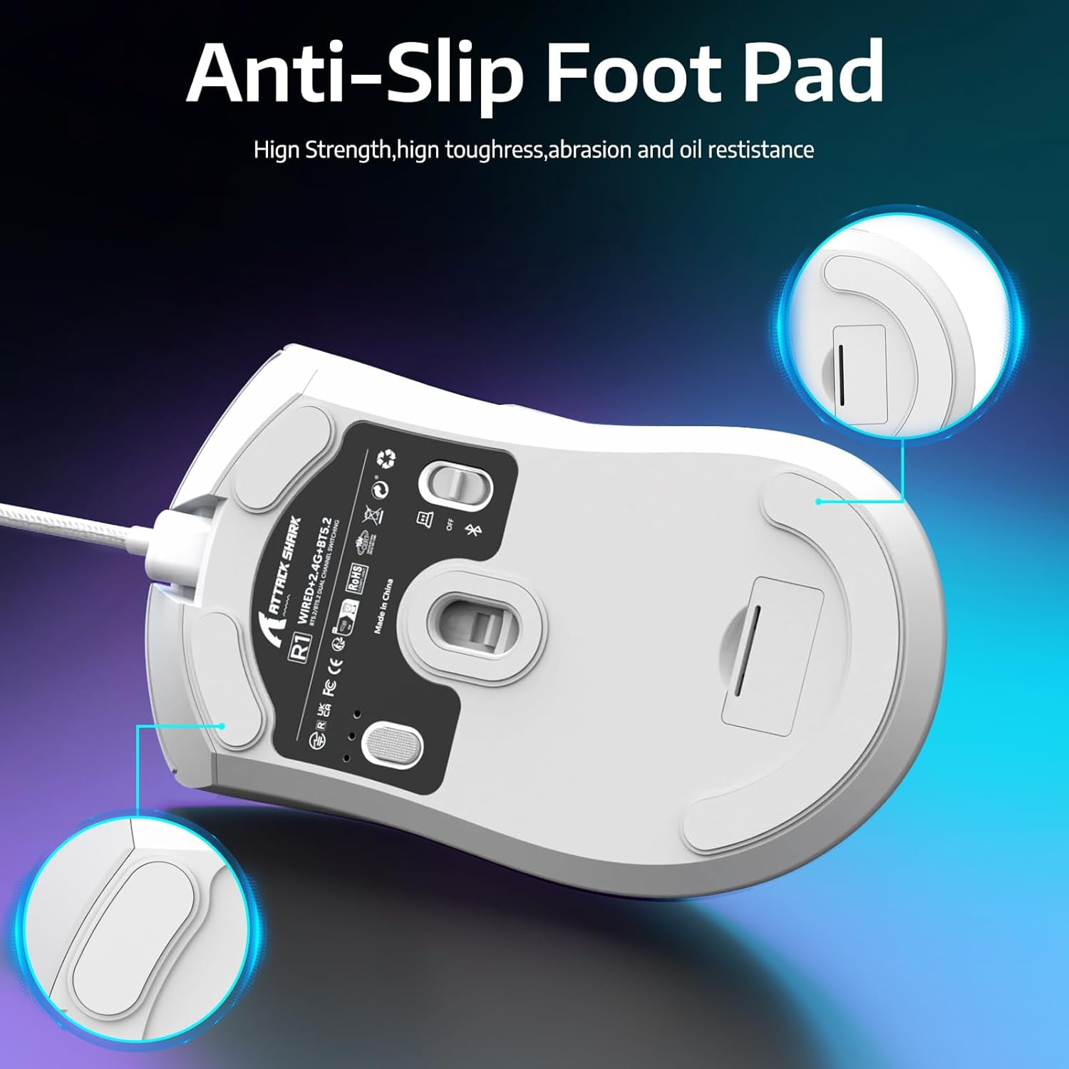 ATTACK SHARK R1 59g SUPERLIGHT Gaming Mouse, PixArt PAW3311 Gaming Sensor, BT/2.4G Wireless/Wired