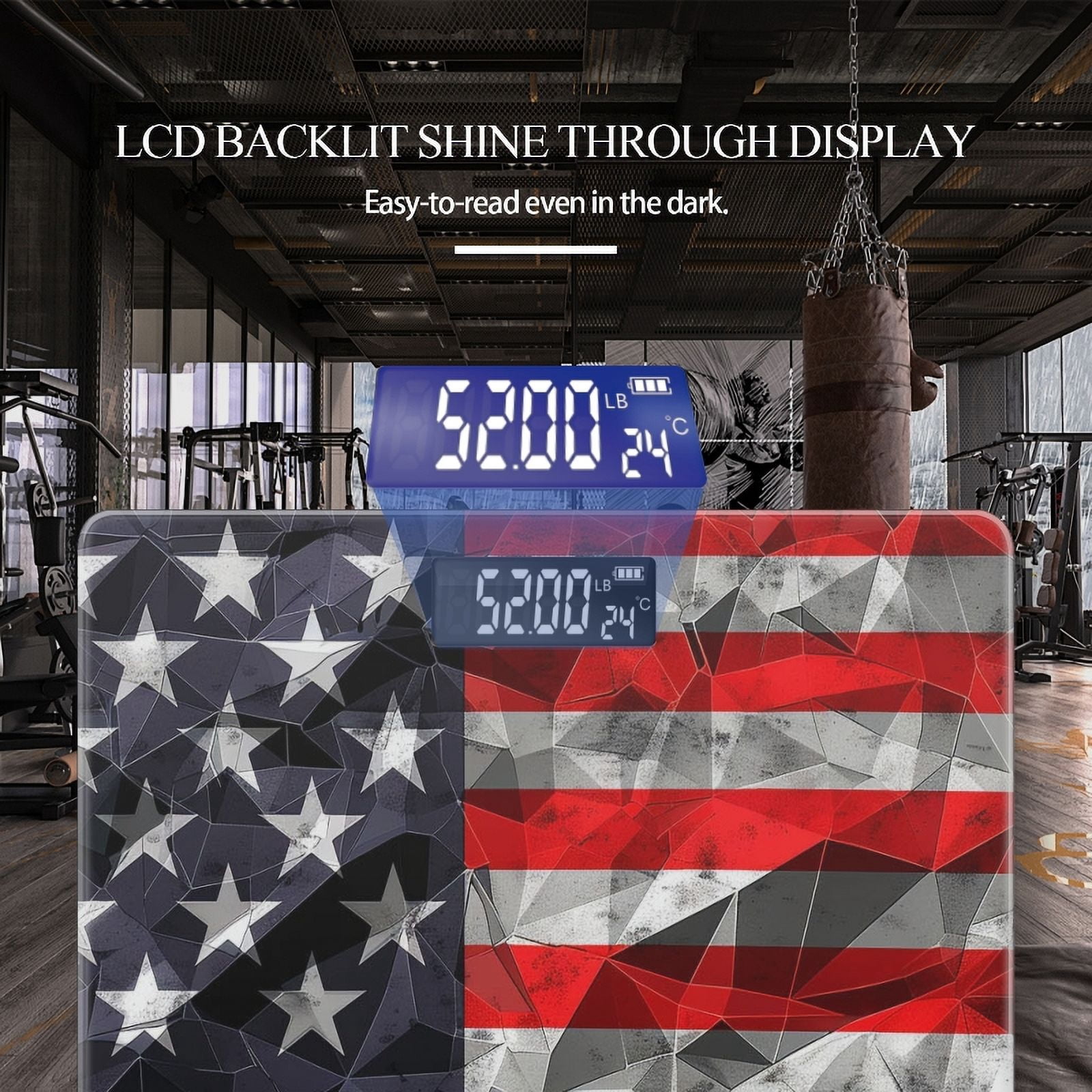 Bathroom Scale, Highly Accurate Digital Body Scale,Precisely Measures Weight up to 400 lbs-Abstract American Flag