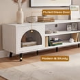 thumbnail image 4 of Ktaxon Modern LED TV Stand with 2 Fluted Arched Doors, 63" Entertainment Center Media Gaming Console for 55/60/65" TVs with RGB Lighting, White, 4 of 12