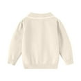 thumbnail image 2 of Jalioing Sweaters for Kids Casual Dressy Long Sleeve Quarter Zip Collared Sweater Tops Solid Ribbed Knitted Shirts, 2 of 7
