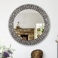 thumbnail image 5 of RADIANCE Goods Vertical Hanging Seashell Finish Round Framed Wall Mirror 30" Height, 5 of 8