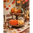 thumbnail image 2 of Coferset - Juego de 2 calabazas de terciopelo grandes, decoraci&oacute;n artificial de calabaza de oto&ntilde;o para Halloween, Acci&oacute;n de Gracias, cosecha, centros de mesa (naranja, 2 of 6