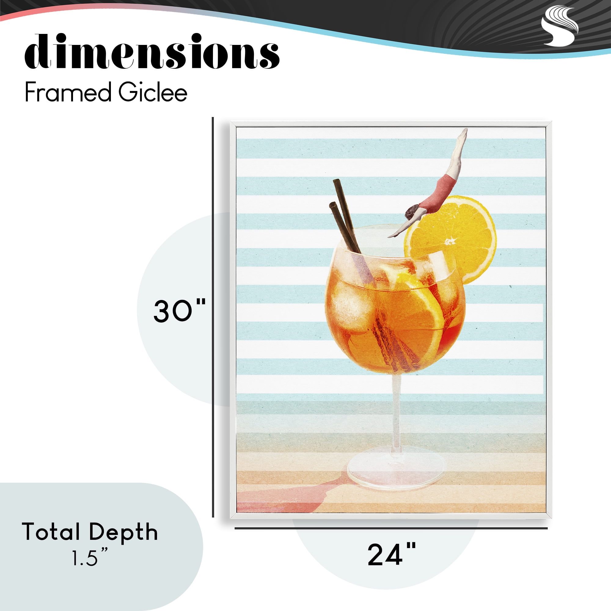 Spritz Cocktail Dive White Framed Giclee Art, design by Lil' Rue