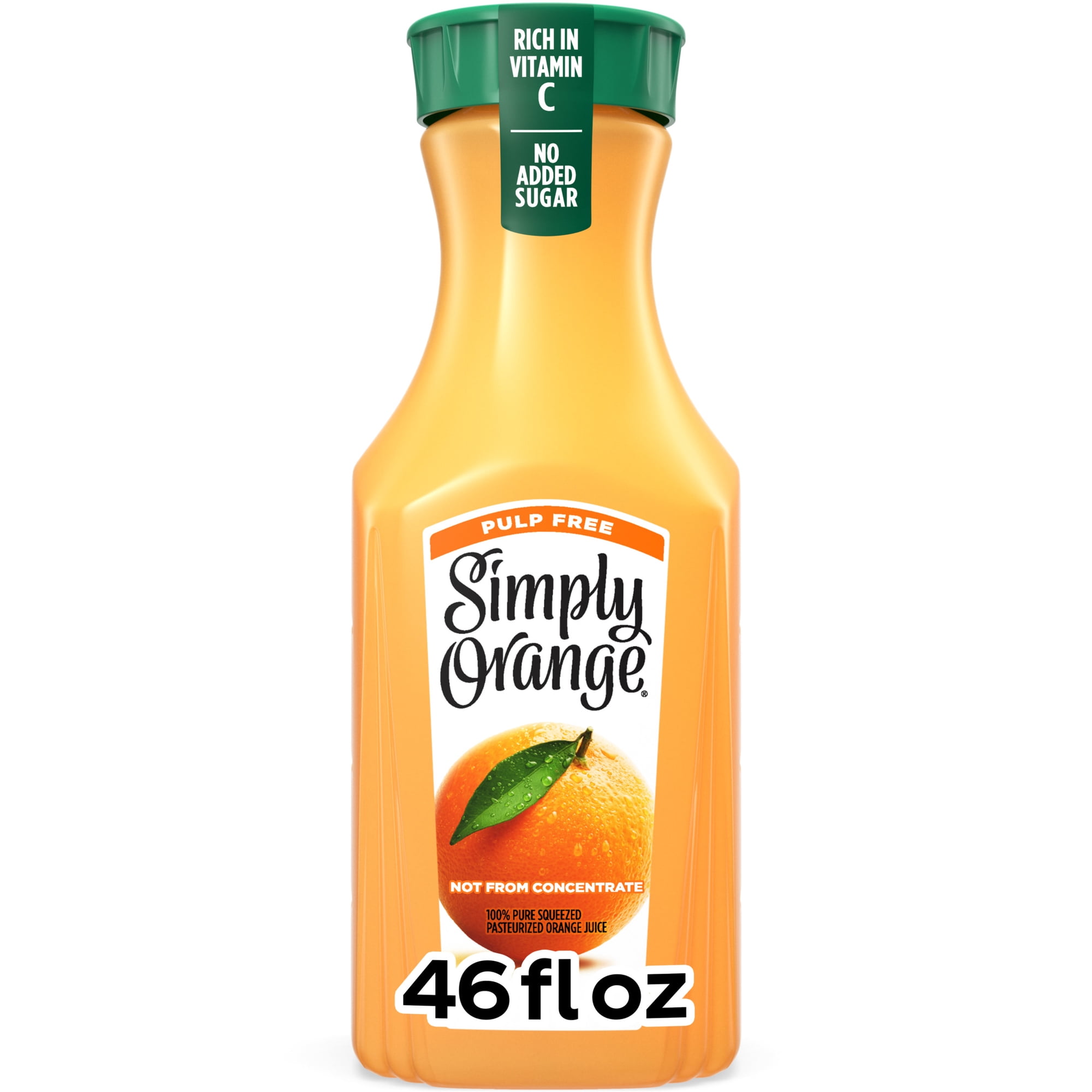 Simply Orange Pulp-Free Orange Juice Bottle, 46 fl oz
