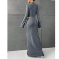 thumbnail image 4 of Women's Long Sleeve Maxi Dress Two-Piece Set - Fashionable, Casual & Comfortable Outfit, Perfect for Daytime Events and Relaxation,Gray,M, 4 of 5