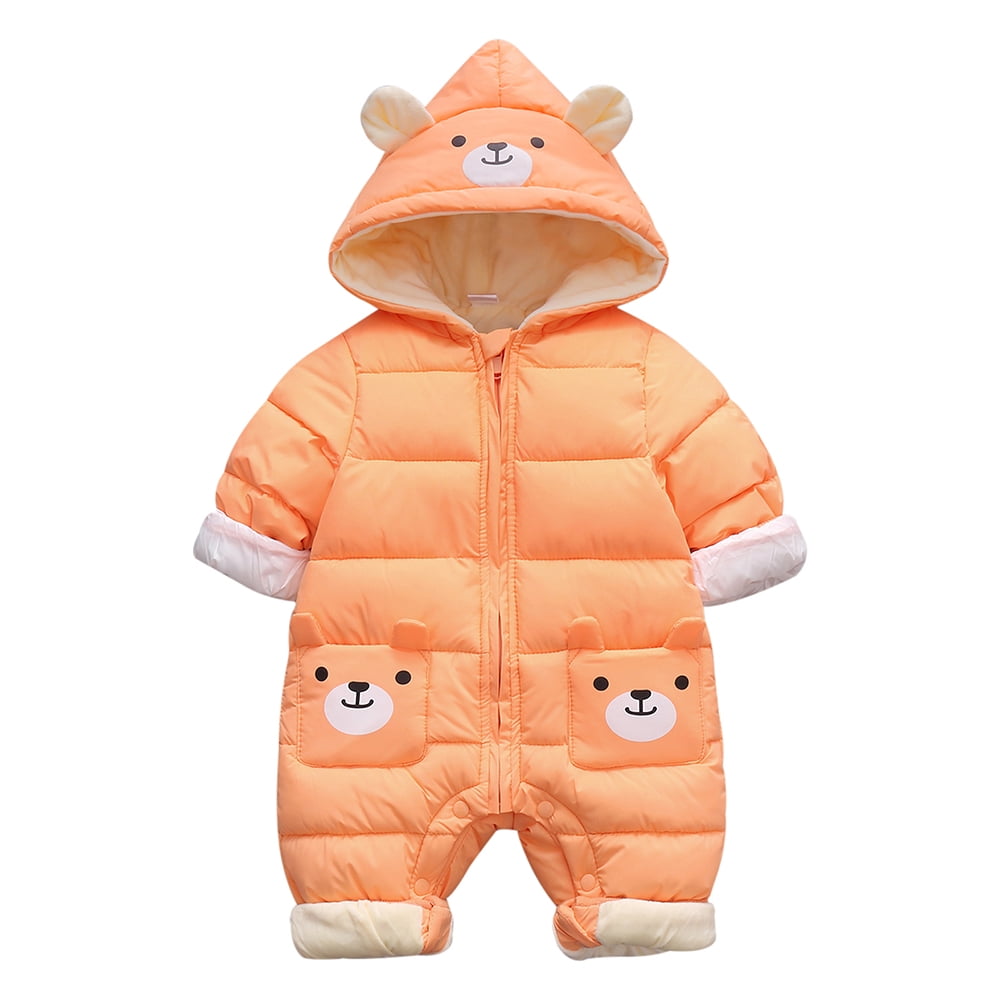 Baby Boys Girls Winter Fleece Snowsuits Bodysuits Newborns Warm Plush