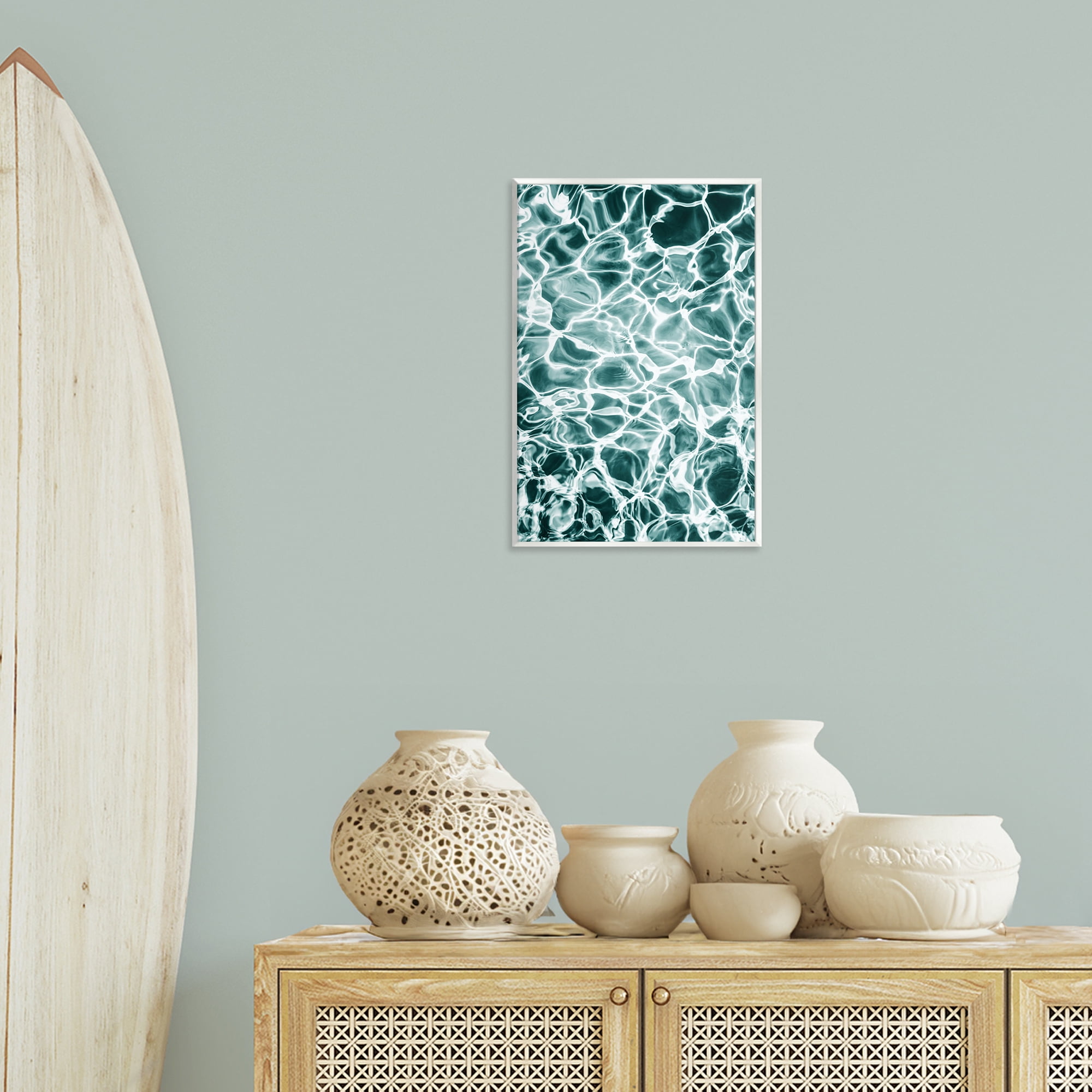 Stupell Industries Aqua Ripple Pattern Coastal Painting Unframed Art Print Wall Art, 13 x 19