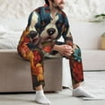 thumbnail image 7 of Honeii Cute Colorful Flower French Bulldog Pattern Mens Pajamas Set,2pcs Men's Lounge Long Sleeve Sleep Shirt and Pajama Bottoms Sleepwear Set,Mens Pjs Sets-Medium, 7 of 7