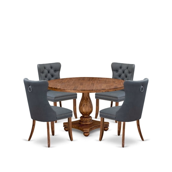 Luxe by East West Furniture 5-Piece Dining Table Set Of A Kitchen Table, 4 Platinum Gray Dining Chairs