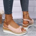 thumbnail image 4 of Christmas Gifts Clearance! SHENGXINY Women's Peep Toe Wedges Sandals Summer 2022 Non-slip Platform Gladiator Shoes Woman Flock Bowtie Sandalias De Mujer Plus Size, 4 of 5