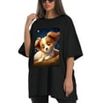 thumbnail image 4 of Plus Size Shirt for Women Oversized Black Tops for Women Short Sleeves Shirt for Women Cute Puppy T Shirt Crewneck Shirt for Women M, 4 of 5