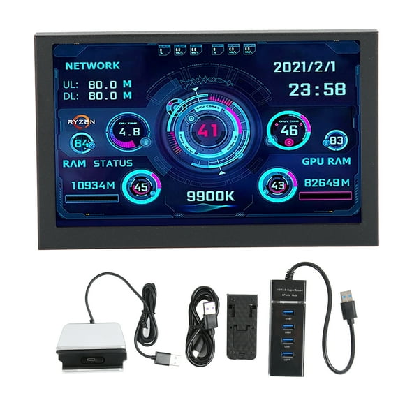 Mini ITX PC Case Monitor, 5in IPS Horizontal Vertical Switching PC CPU Data Monitor For Home