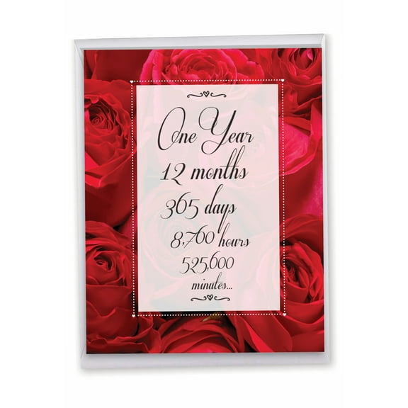1 Large Funny 1st Happy Anniversary Greeting Card (8.5 x 11 Inch) - Time Count Milestones 1 J9083MAG-US