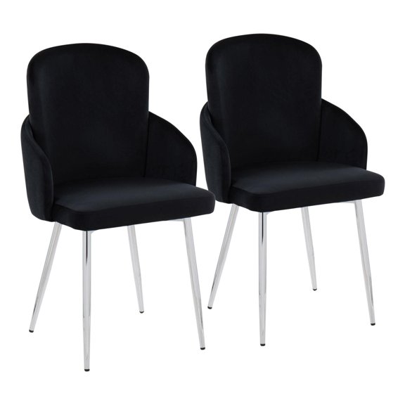 Lumisource Dahlia Set Of 2 Dining Chair With Black Velvet CH-DAHLIA2 SVVBK2