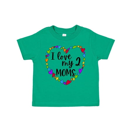 

Inktastic I Love My Two Moms- Pride Rainbow Hearts Gift Toddler Boy or Toddler Girl T-Shirt