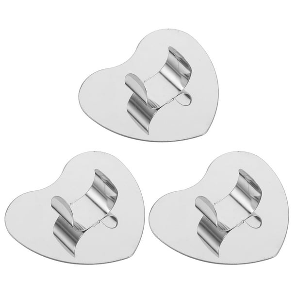 3 piezas espejo de maquillaje en forma de corazón Paleta de mano de acero inoxidable para la pantalla de mesa de San Valentín y esmalte de uñas Mezcla