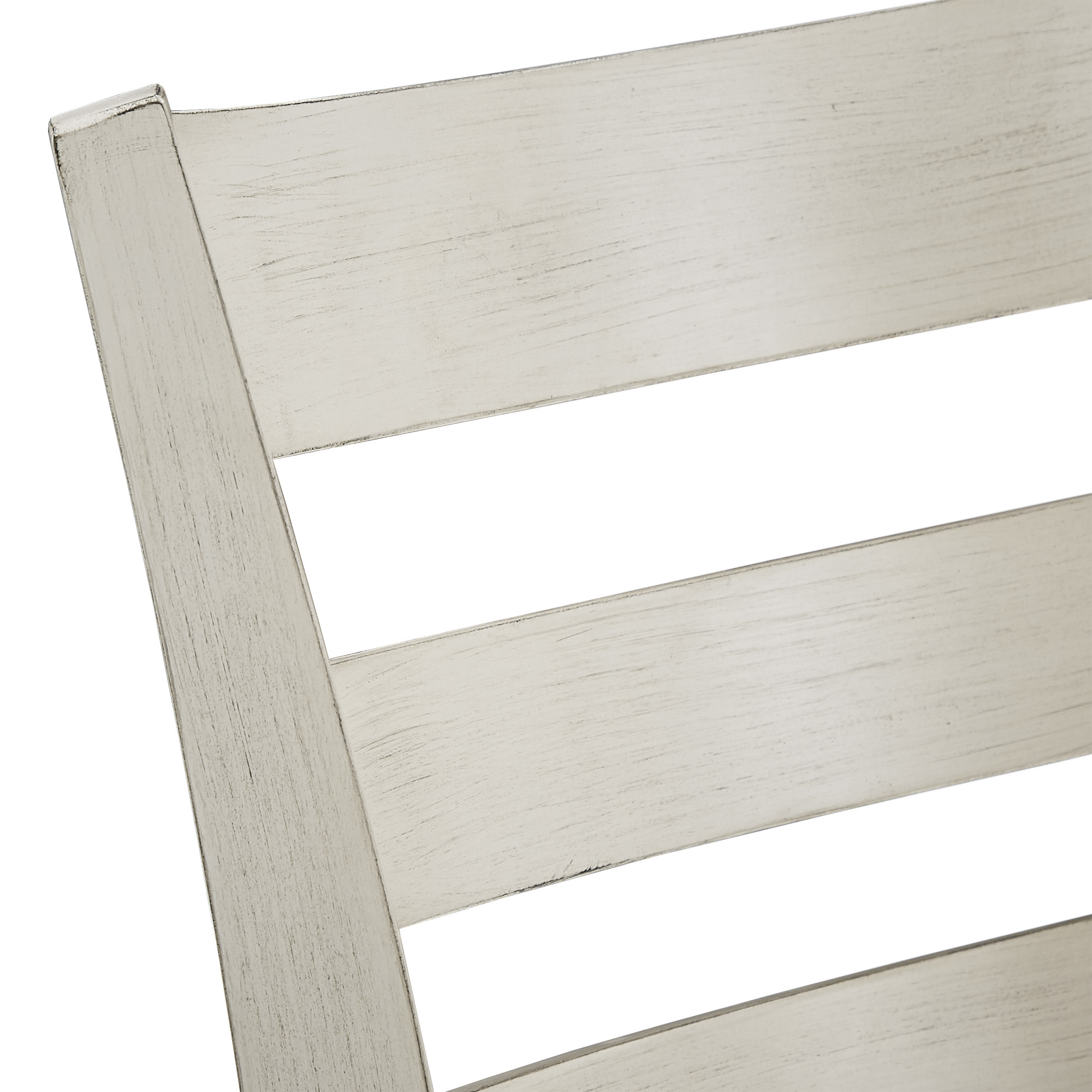 Weston Home Shapel Ladder Back 29"H Swivel Bar Stool, Antique White Finish, Grey Linen
