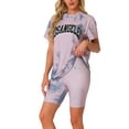 thumbnail image 4 of INSPIRE CHIC Women Tie Dye Lounge Set Outfits Biker Shorts Sets Loungewear XS Dark Pink, 4 of 6