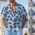 thumbnail image 4 of Fnnxeal Mens Hawaiian Shirt | Light Blue Tropical Button Down Shirt for Men - Slim Fit Short Sleeve, Breathable Rayon, Palm Print Beach Vacation Resort Wear,Size XL, 4 of 9