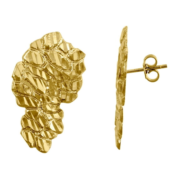 10k Gold Dc Nugget Mens 15.4mm X 26.6mm Push Back Studs Stud Earring for Men - 2.8 Grams