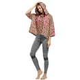 thumbnail image 7 of Women’s Crop Top Hoodie Sweatshirt Oversized Casual 3/4 Sleeve One Size Cheetah, 7 of 7