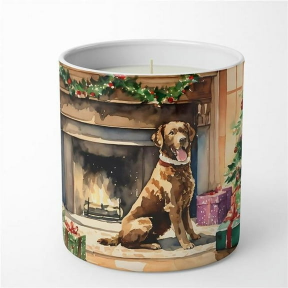 3.25 x 3.75 x 3.25 in. Ceramic Chesapeake Bay Retriever Cozy Christmas Decorative Soy Candle