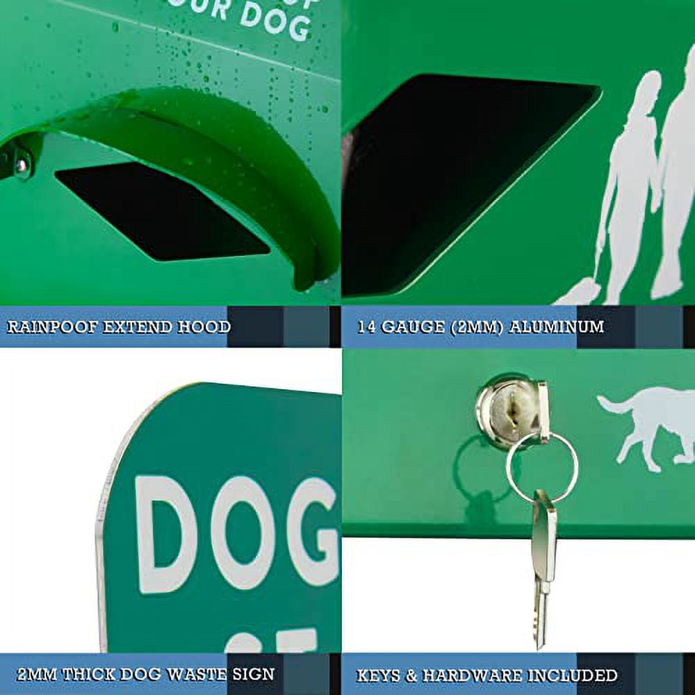 Aluminum Outdoor Dog Bag Dispenser with Pick Up After Your Dog Sign - Wall Mounted Dog Bag Dispenser - Outdoor Poop Bag Dispenser for Dog Waste - Includes Please Clean Up After Your Dog Sign