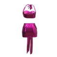 thumbnail image 5 of 2 Piece Skirt Sets for Women Solid Strappy Cropped Top Metallic Finish Stretchy Skirt Nightclub Suit Womens Summer Outfits Hot Pink L, 5 of 6